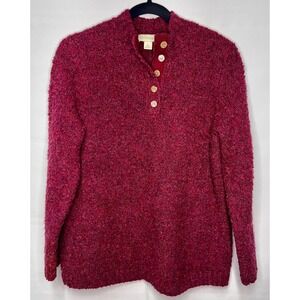 Women's Appleseed Textured Knit Burgundy‎ Pullover Sweater- Large